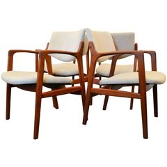 Erik Kirkegaard Teak Armrest Chairs, Set of Four