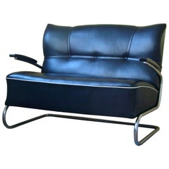 Two-Seat Tubular Steel Cantilever Couch, German Modernism, circa 1940