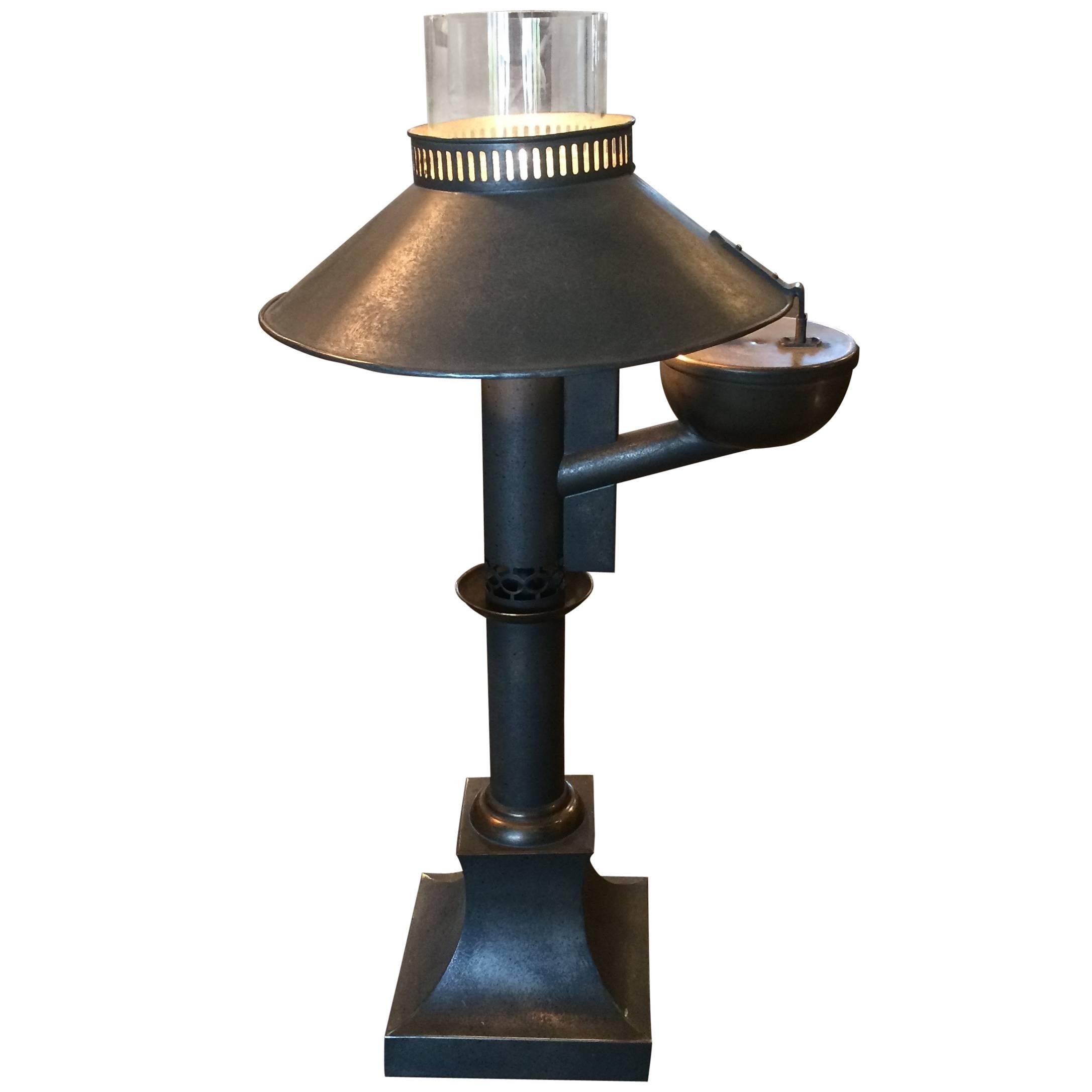 Handsome Zinc and Brass Table Lamp For Sale