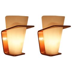 Pair of Plywood Wall Sconces by Louis Kalff for Philips, 1950s