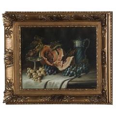 Antique Still Life Framed Oil Painting on Canvas by A. De Racourt, 1923 3