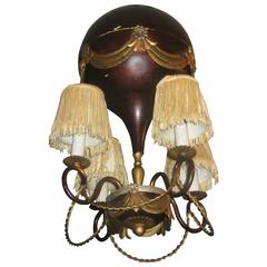 Empire Style Gilt and Patinated Metal Four-Light Chandelier