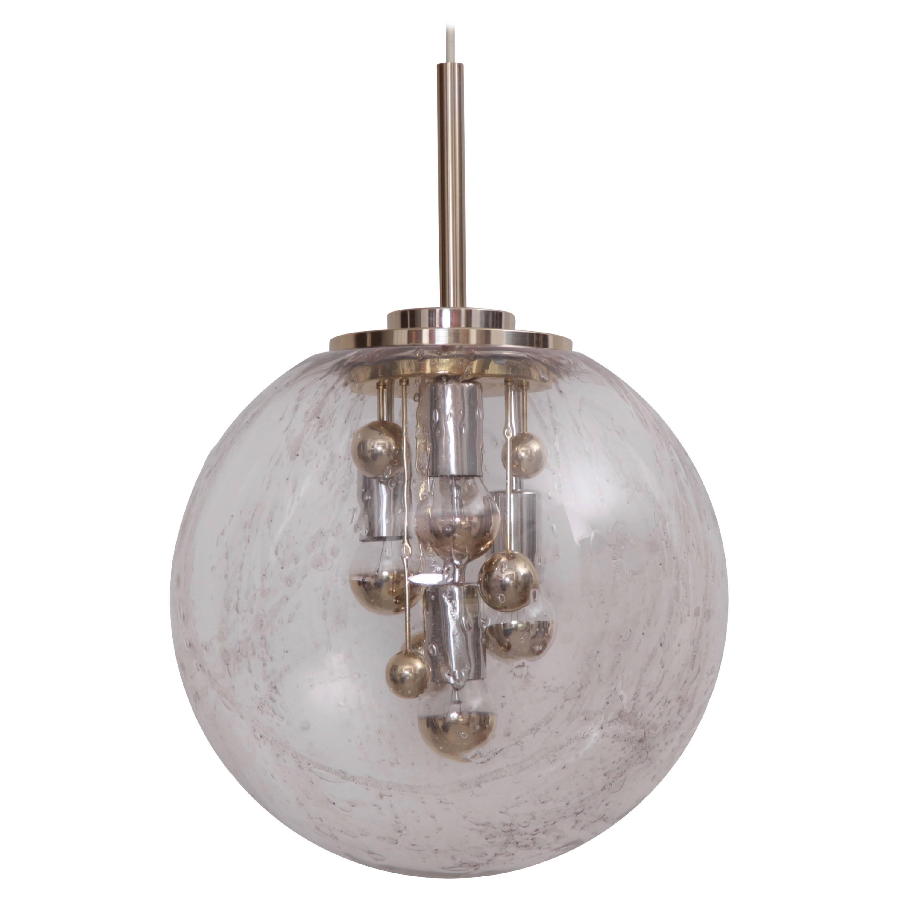 Huge Sputnik Bubble Glass Pendant Lamp by Doria For Sale