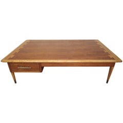 Vintage Large Coffee Table with Dovetail Inlay by Lane