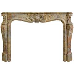 19th Century Louis XV Mantel Carved in Opera Sarrancolin Marble (FR-ZE53)