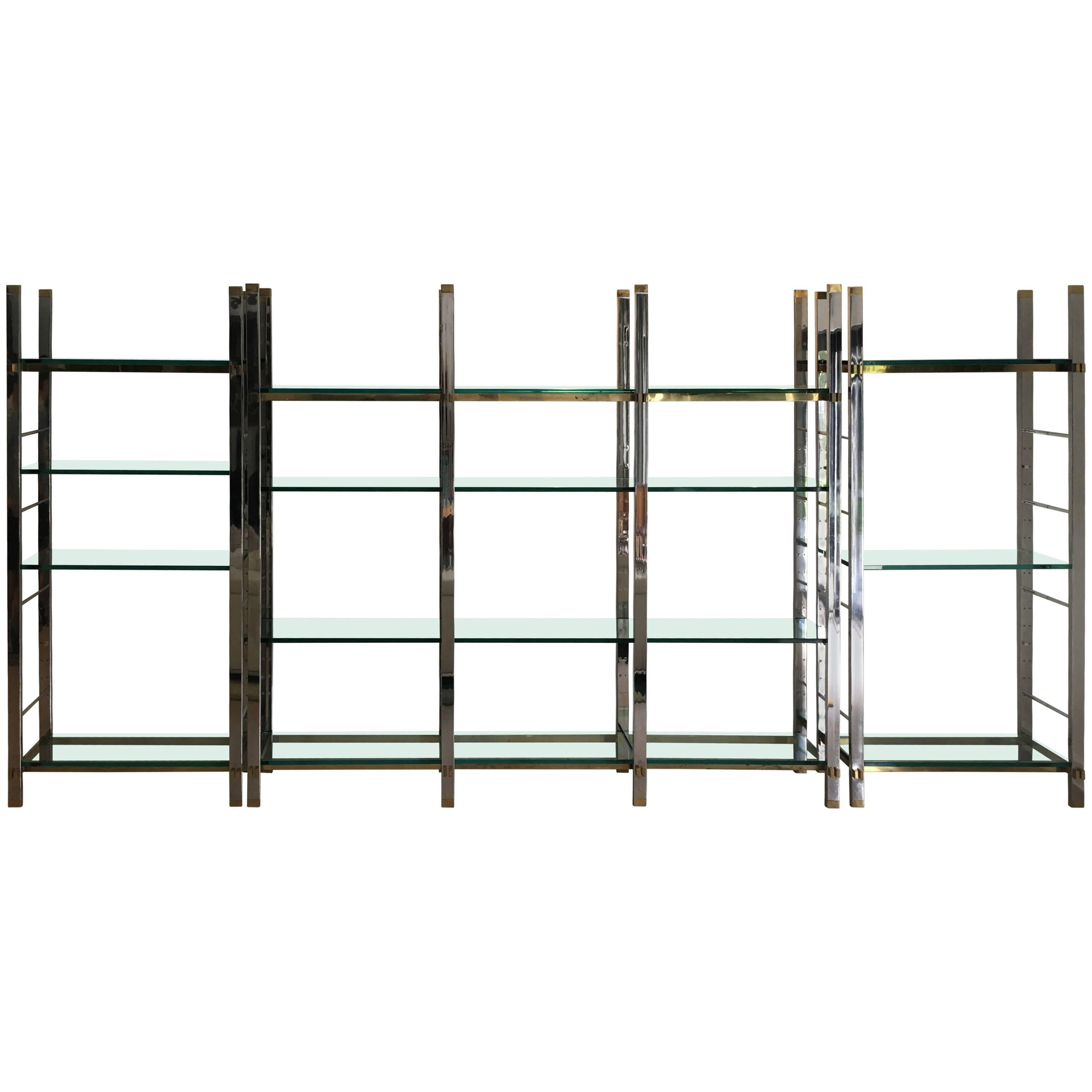 Very Sharp Looking High Quality Mixed-Metal Etageres or Wall Unit