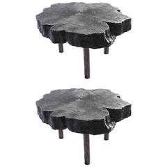 20th Century Pair of Solid Blackwood End Tables