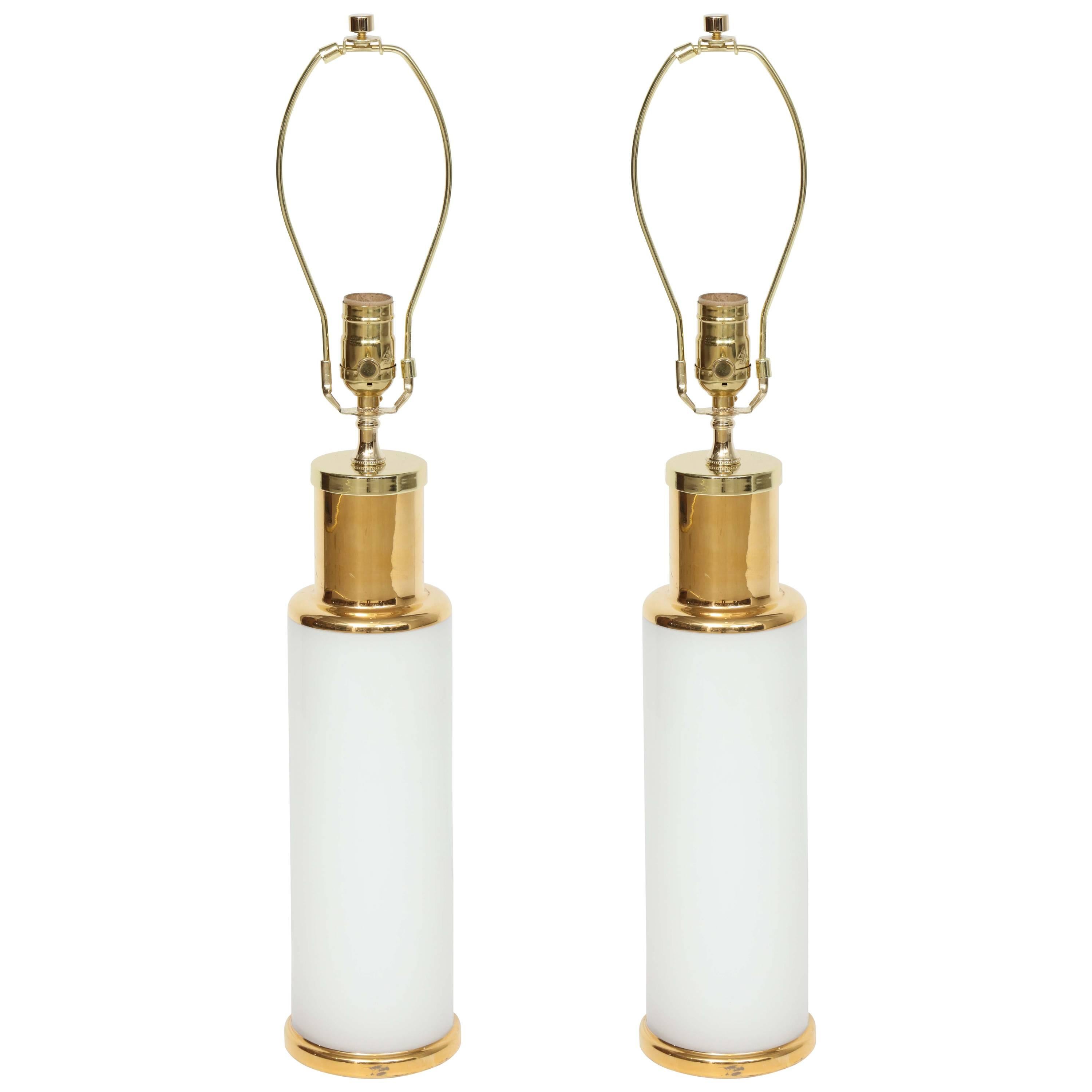 Luxus White Glass & Gold Trim Lamps