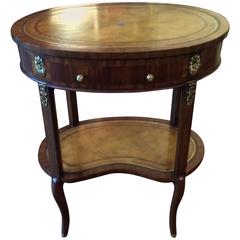 Elegant Maitland Smith Oval Two-Tier Side Table