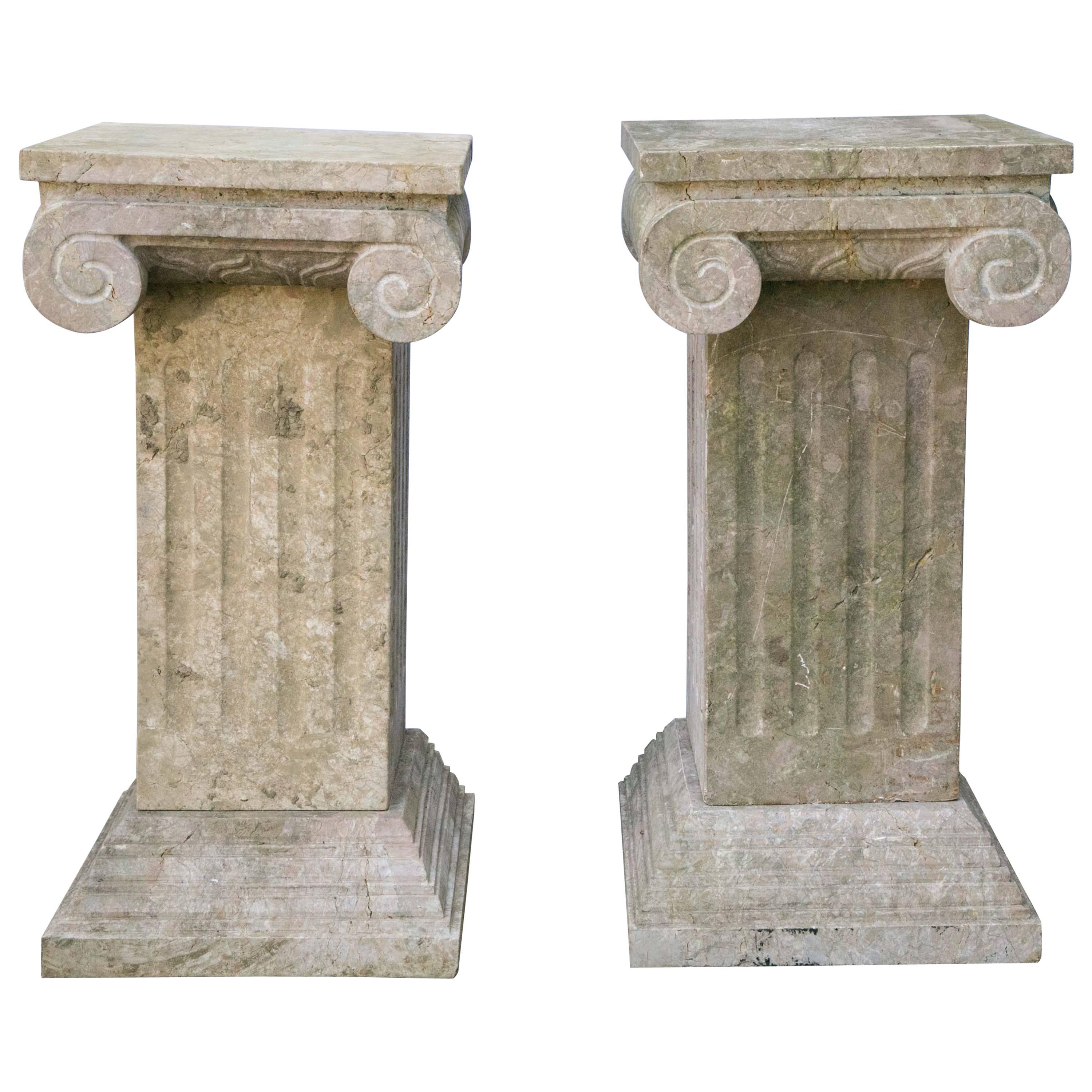 Pair of Carved Marble Columns