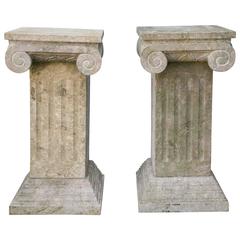 Pair of Carved Marble Columns 1
