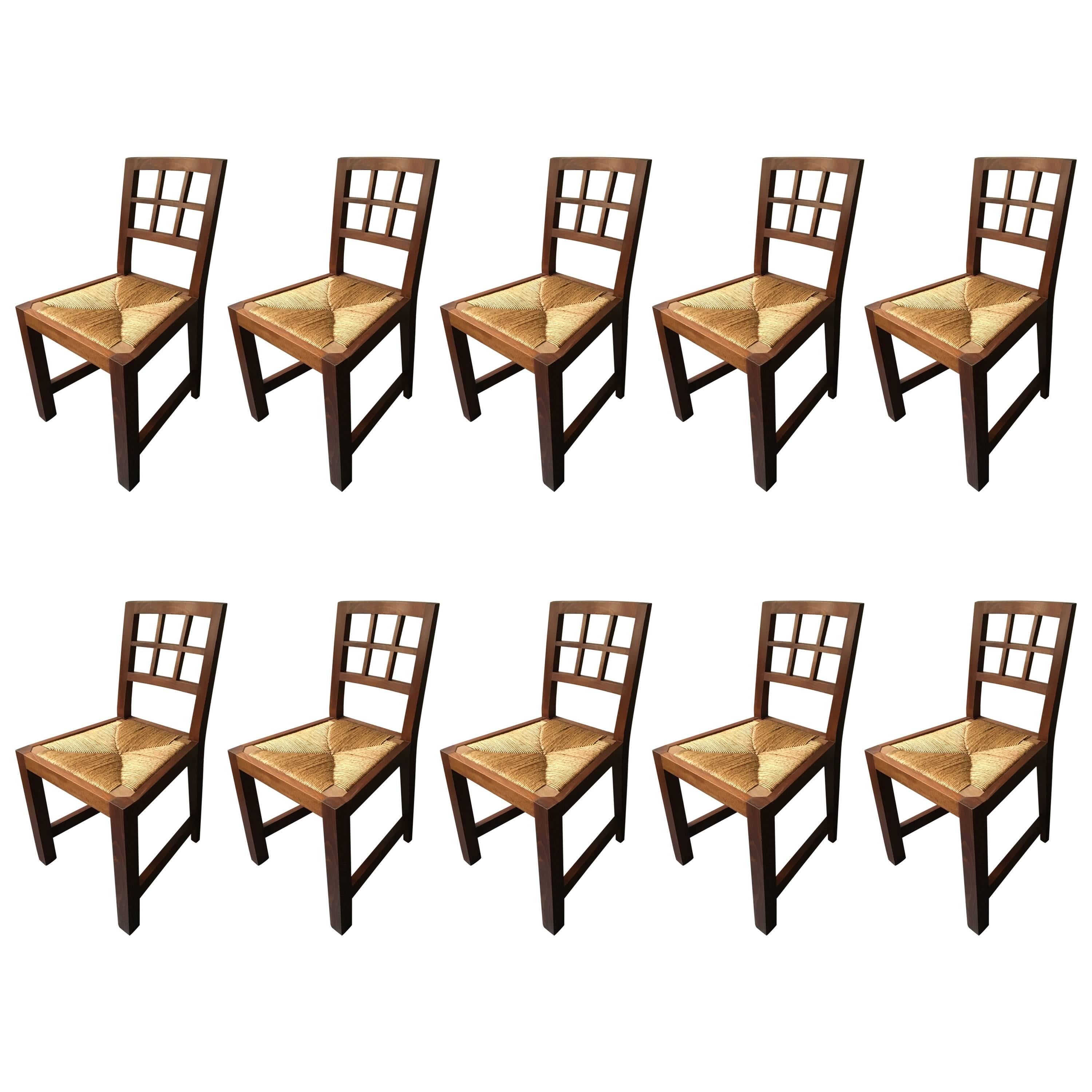 Ensemble de six chaises d'appoint ou chaises de salle à manger attribuées à Francis Jourdain en vente