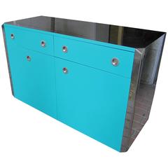 Willy Rizzo Chromed Steel and laminated Wood Buffet, Italia, 1970