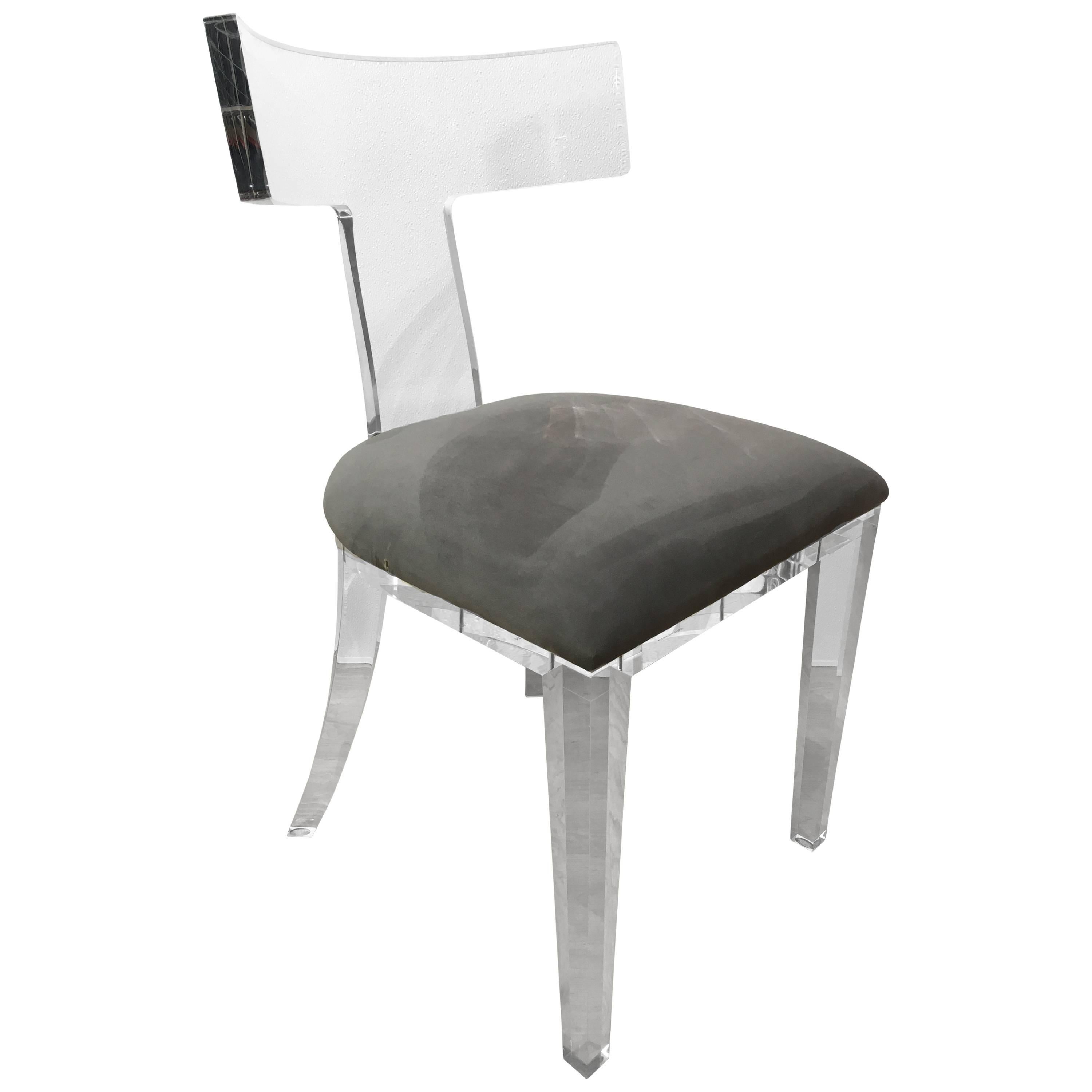 Modern Lucite "T" Back Chair