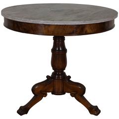 Antique Italian, Abruzzo, Neoclassic Carved Walnut and Marble-Top Center Table
