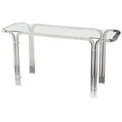 Mid-Century Lucite and Glass Console Table