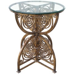 Scrolled Iron Art Deco Gilt Occasional Table