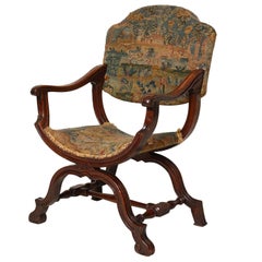 Antique William and Mary Period Walnut "X" Frame Chair