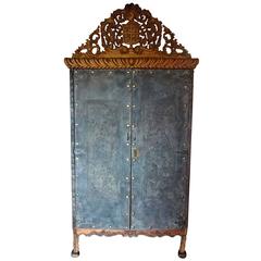 Antique Spanish Tooled Leather Armoire