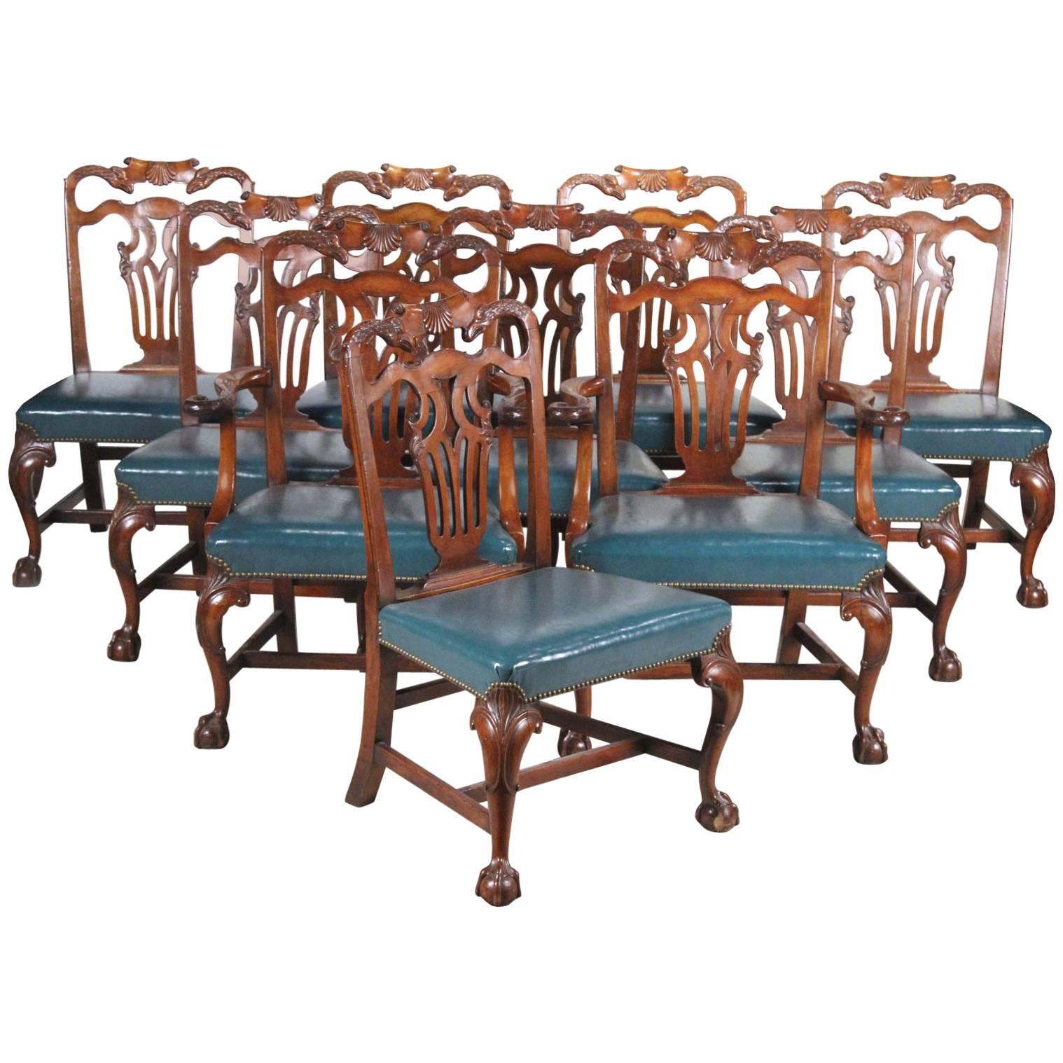 Fine Set of Ten Irish Georgian Mahogany Dining Chairs