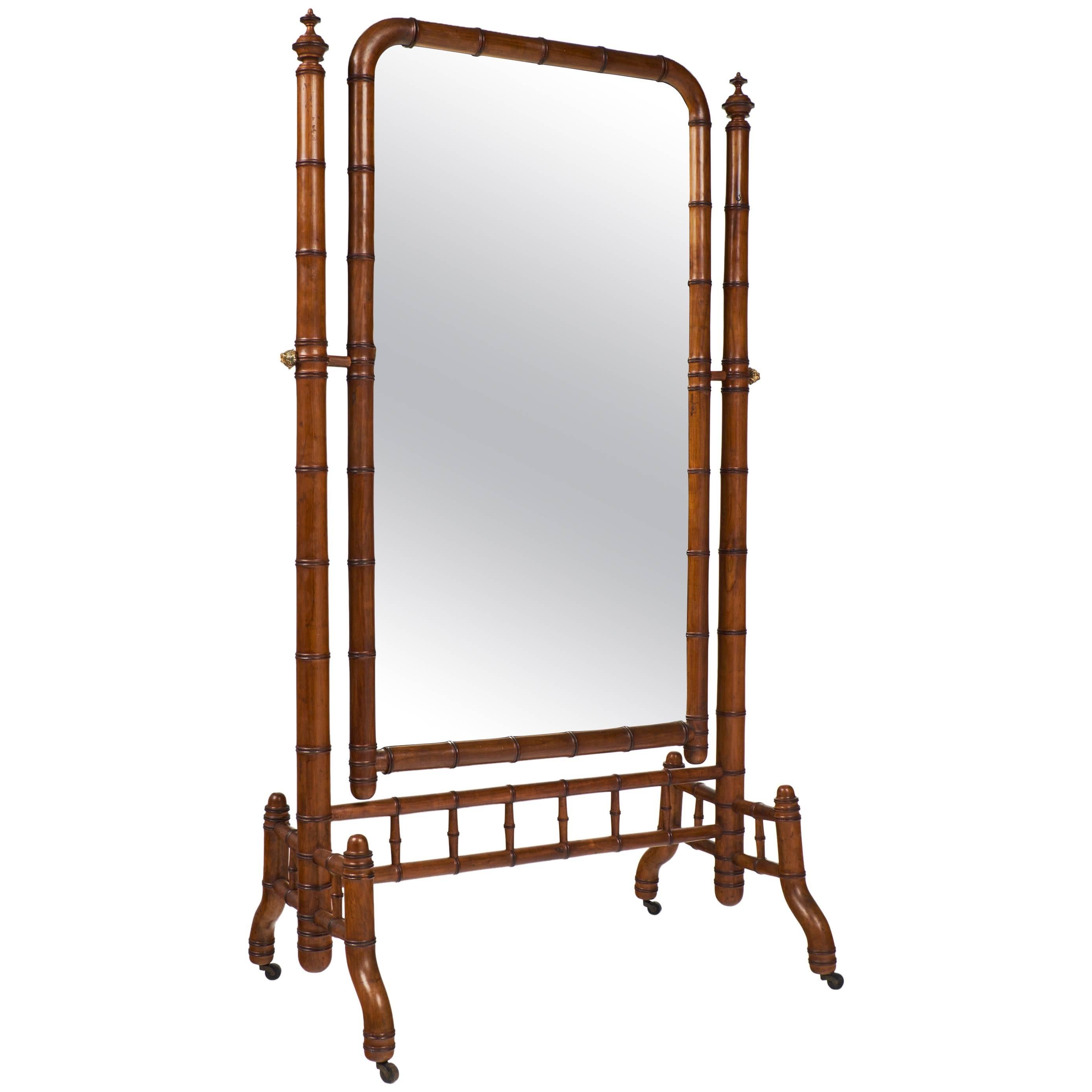 Miroir "Psyche" en faux bambou de style anglais ancien