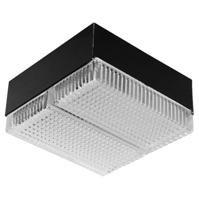 Square Box Flush Mount or Wall Light, White Opal Glass, Italy, 1960s ...