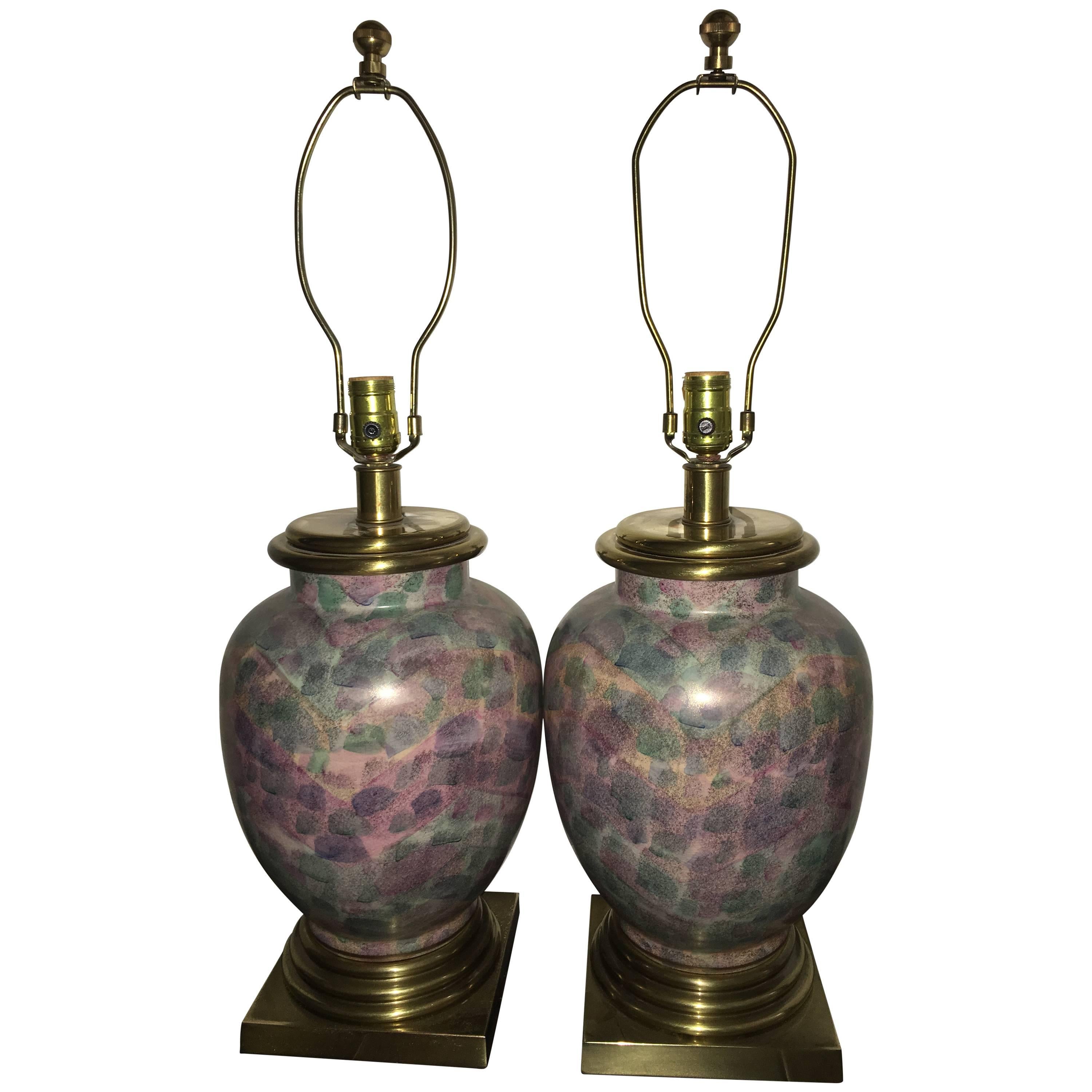 Pair of Frederick Cooper Multi-Colored Table Lamp For Sale