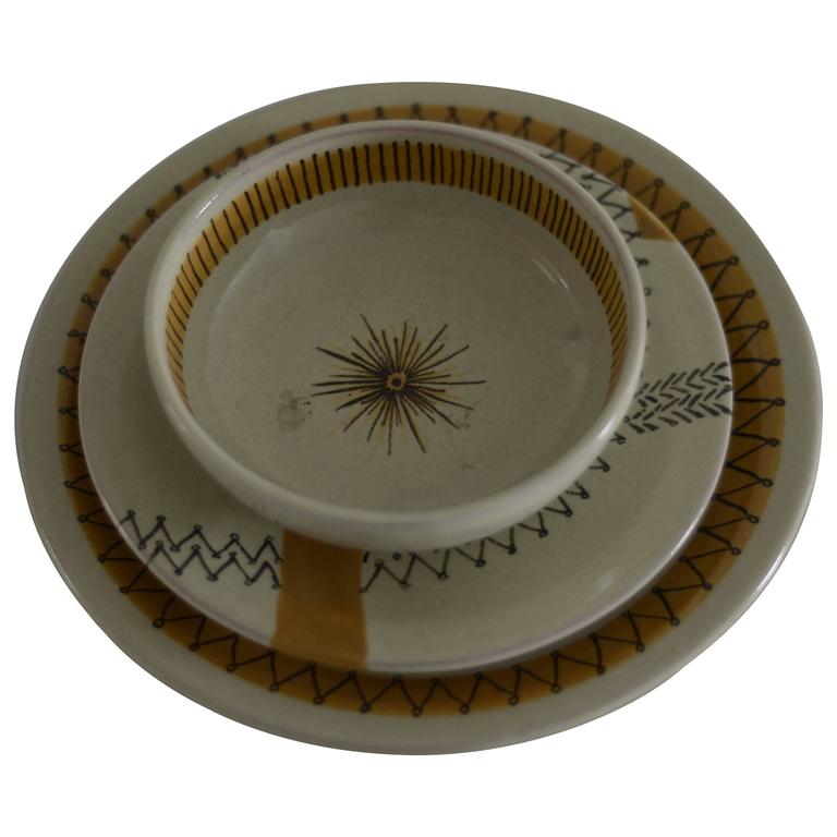 Black and Yellow Talavera Dinnerware Set by Carlos Arias For Sale at