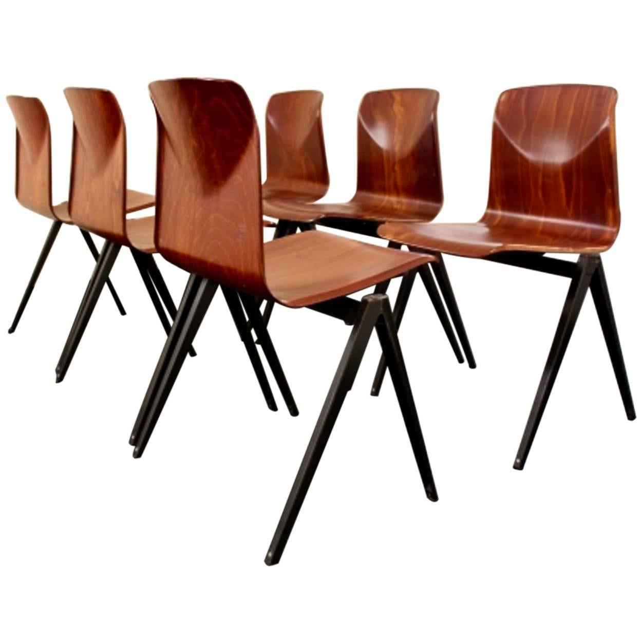 Large Stock of Stackable Pagholz Galvanitas S22 Industrial Dinner Chairs, 1960s