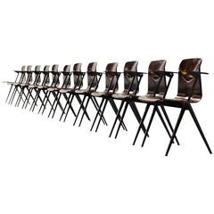 Pagholz Stacking Chairs with Arms Set of 12, Germany, 1970