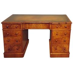 Superb Quality Burr Walnut Victorian Twin Pedestal Desk