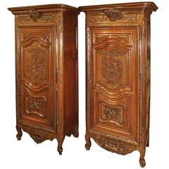 Antique Rare Pair of 19th Century Walnut Wood Bonnetieres from Provence, France