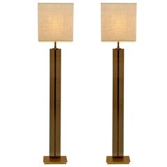 Pair of Elegant Italian 1960s Fontana Arte Style Crystal Floor Lamps Vintage Pair of Elegant Italian 1960s Fontana Arte Style Crystal Floor Lamps
