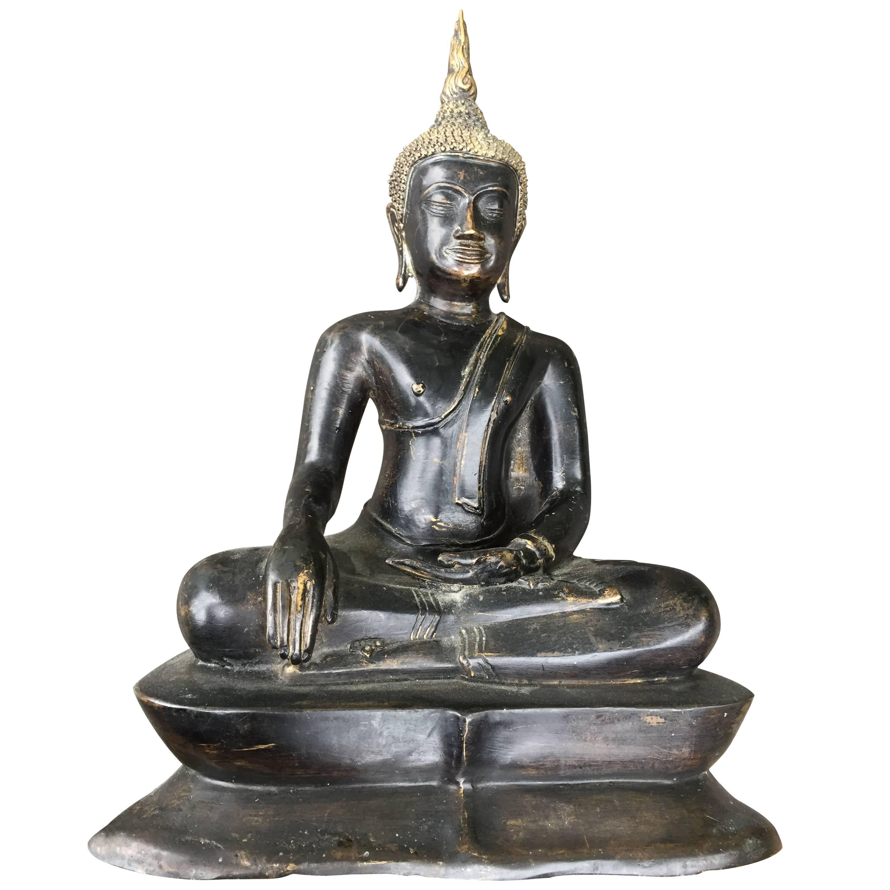 Lovely Old  Bronze Seated Buddha  Indoor or  Garden 