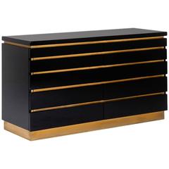 Black Lacquered Chest of Drawers by Jean Claude Mahey