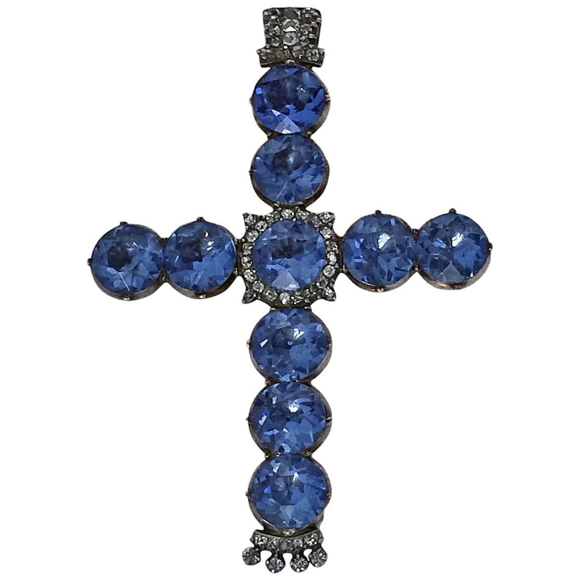 Rare Georgian 18th Century Diamond Gold Large Crucifix, circa 1800