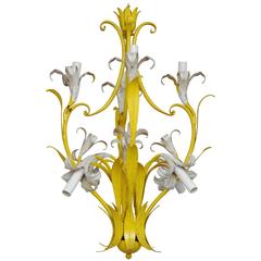 Italian Lily Chandelier, Yellow and White