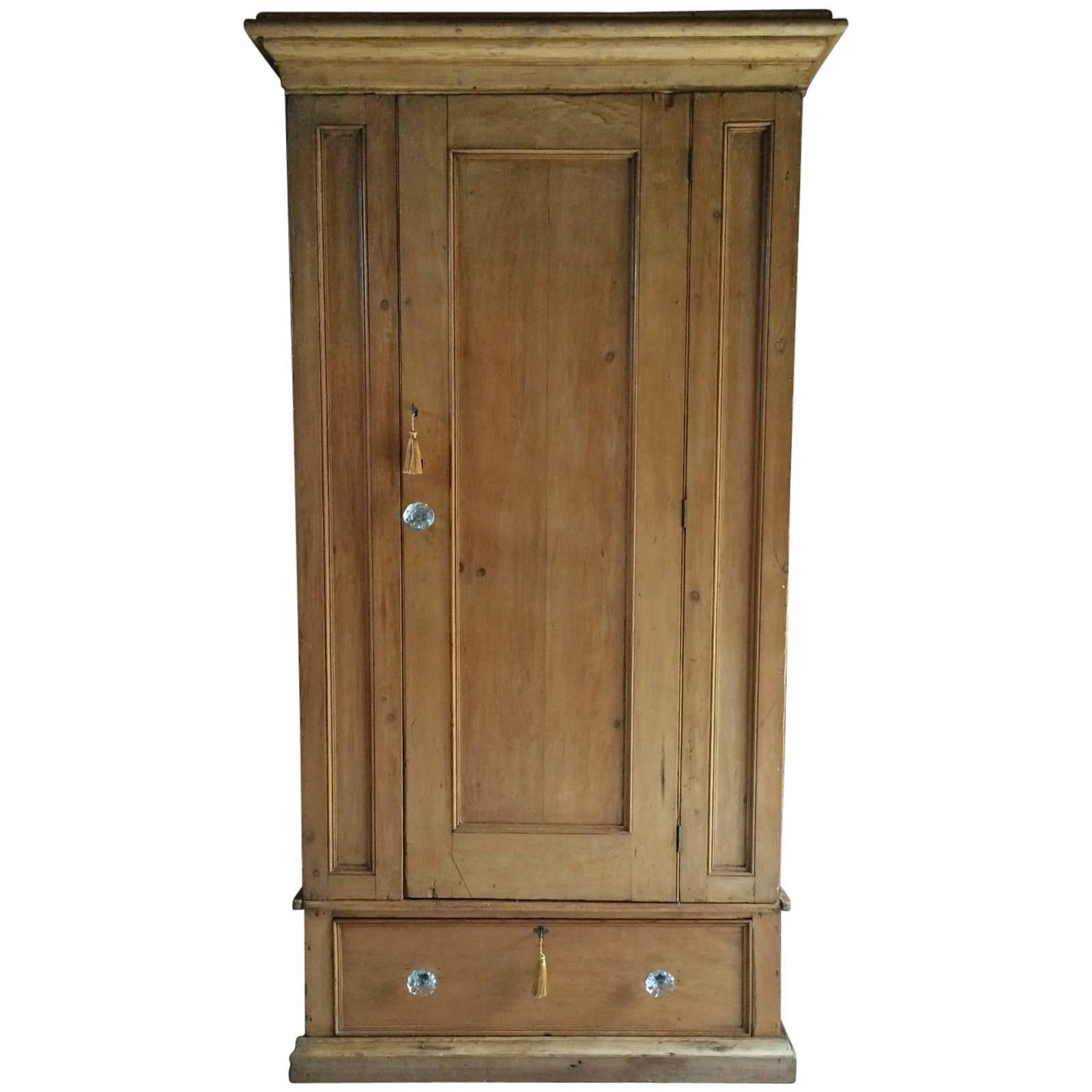 Antique Linen Press Solid Pine Cupboard 19th Century Victorian, Large