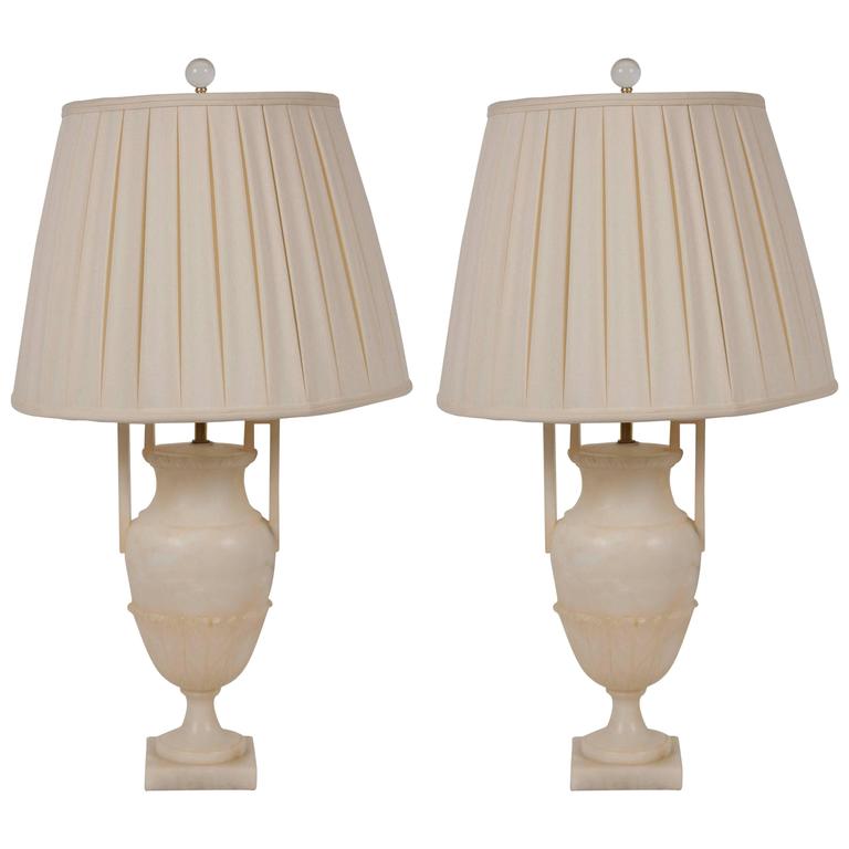 Pair Of Alabaster Urn Form Lamps For At 1stdibs Pair Of Alabaster Urn Form Lamps For