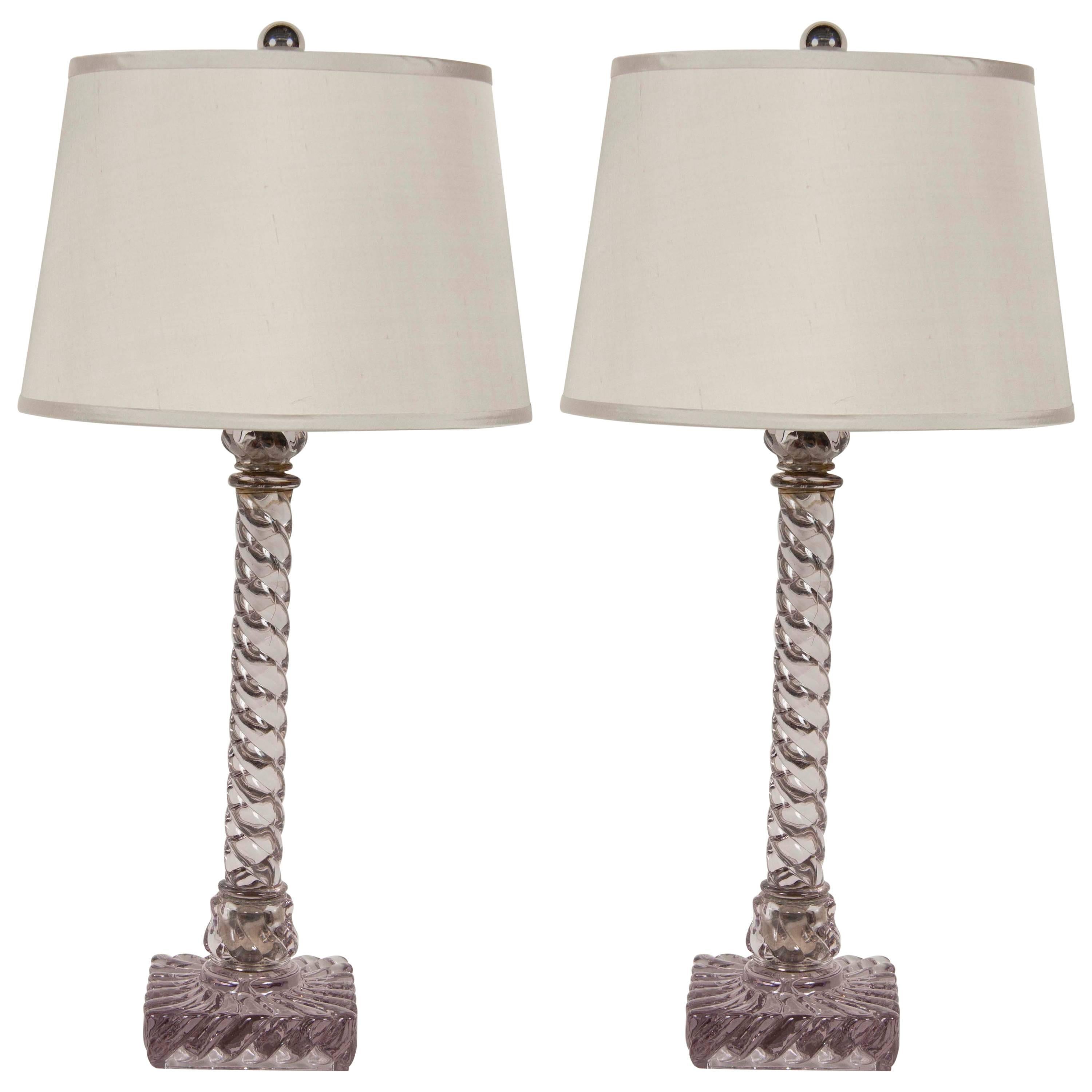 Pair of Crystal Lamps in Baccarat Form