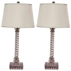 Pair of Crystal Lamps in Baccarat Form