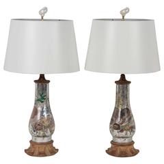 Reverse Decoupaged Urn Lamps