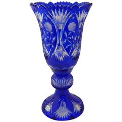 Beautiful Cobalt Blue Cut-Glass Vase