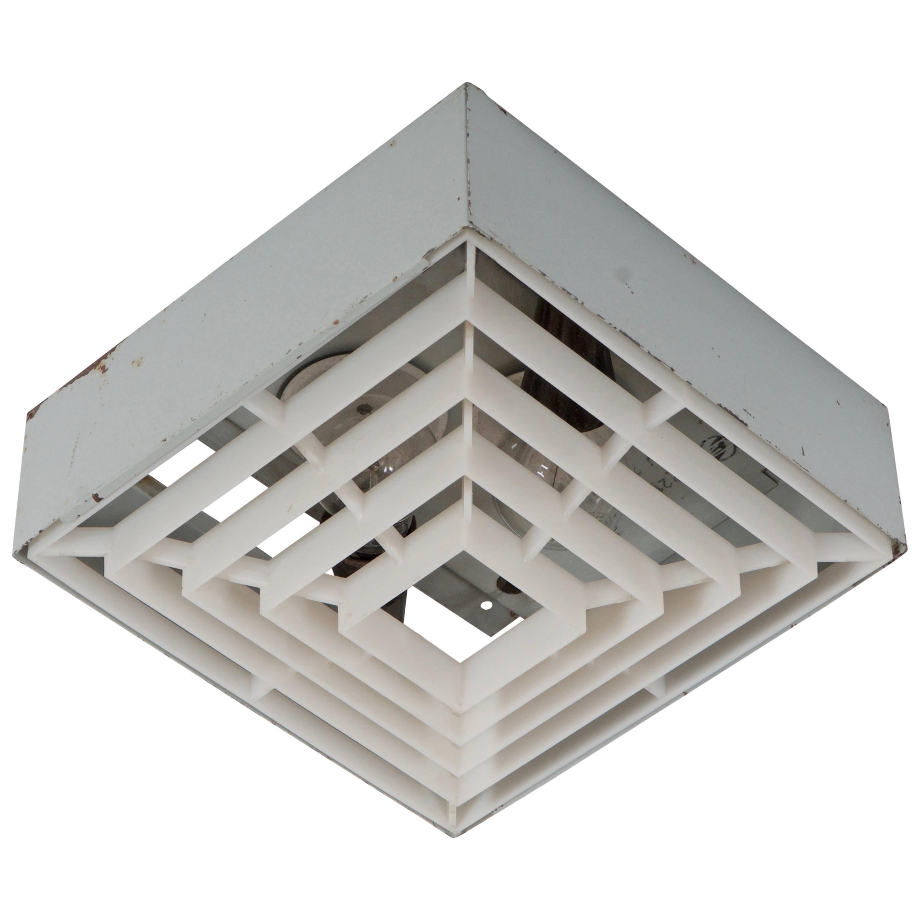Factory Square Wall Sconce or Flush Mount Light For Sale