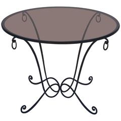 French Round Table of Wrought Iron and Smoked Glass 9