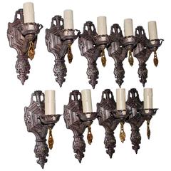 Beautiful Rare Set of Nine 1920 Sconces 3
