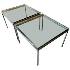 Pair of Polished Steel and Glass "Soma Solid Tables" by Brueton  C. 1990s