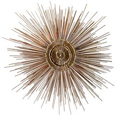 Vintage Starburst Copper Wall Sculpture by William Friedle, Circa 1960
s