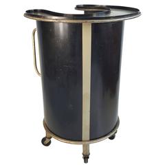 Art Deco, Black and Nickel Cylinder Portable Bar, Classic 1930s Design