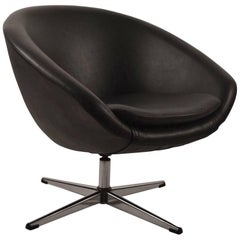 Vintage Single Black Overman Swivel Pod Chair